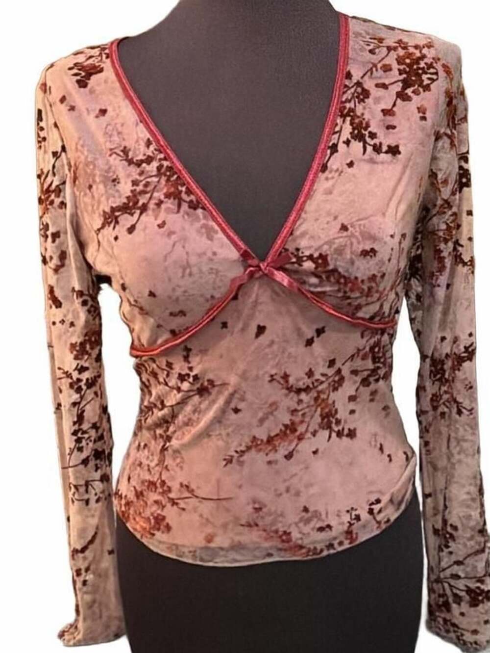 Thirty Thirty Long Sleeve Size L Floral Mesh Top